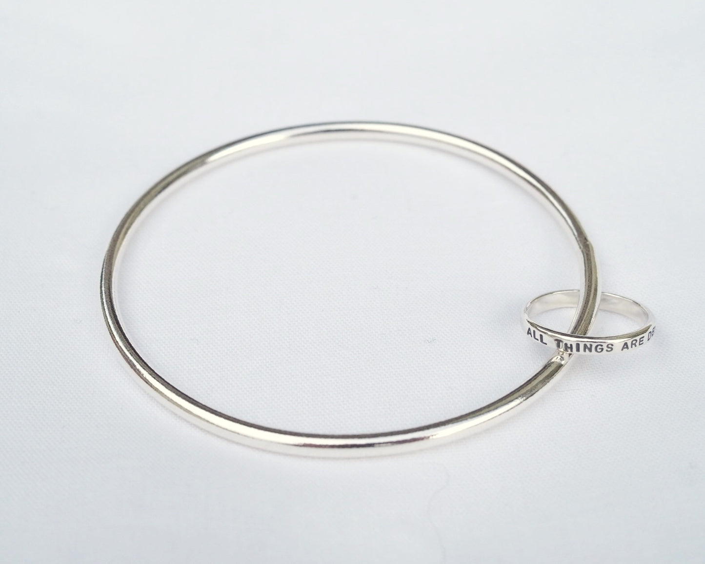 Silver Bangle with Ring Charm