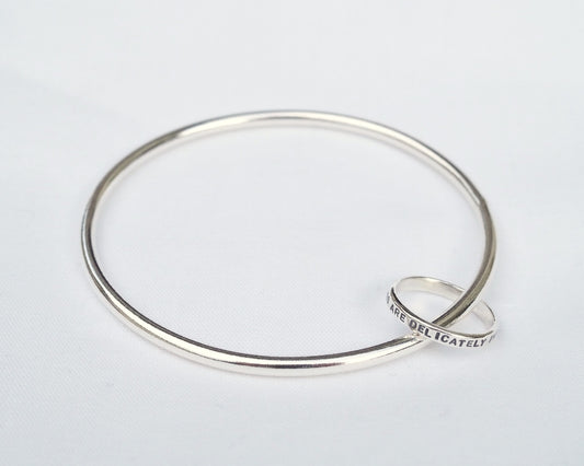 Silver Bangle with Ring Charm