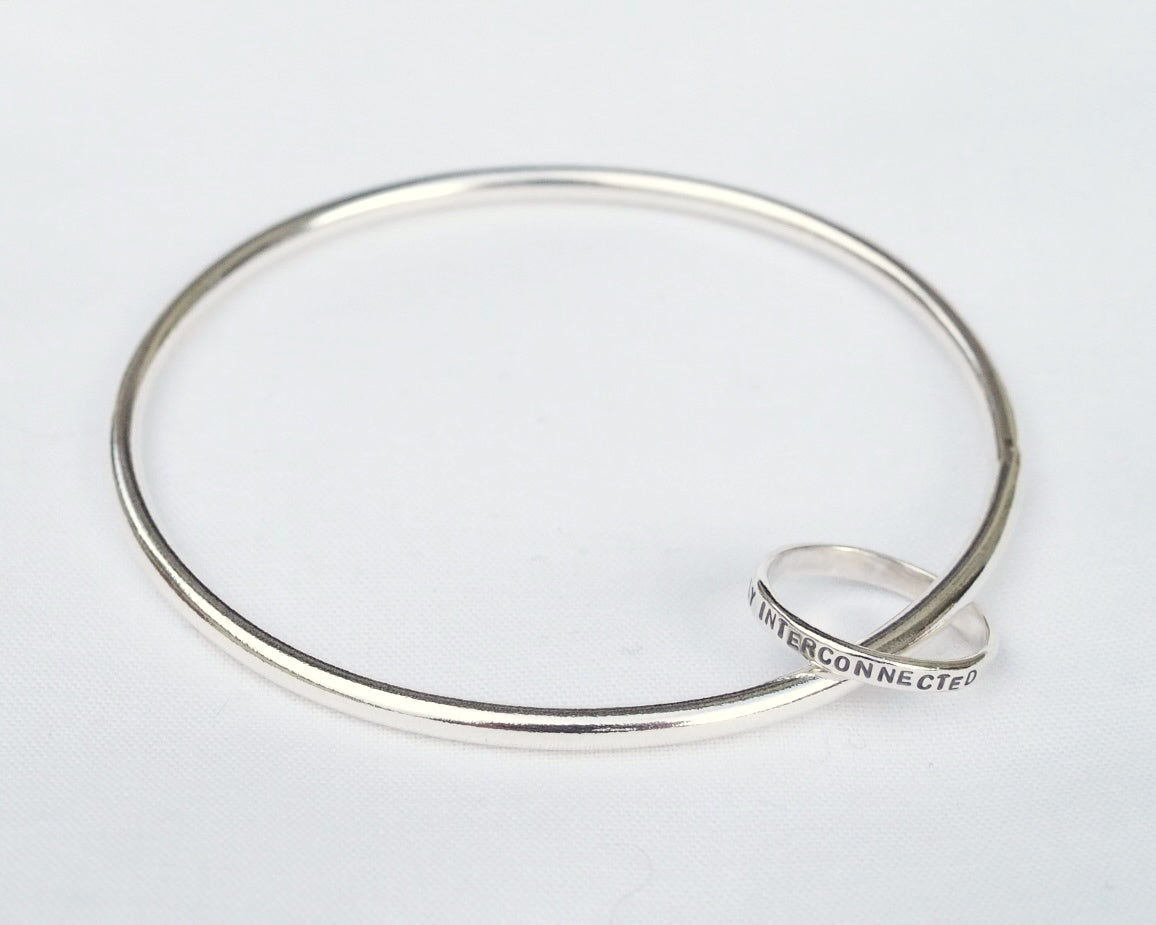 Silver Bangle with Ring Charm