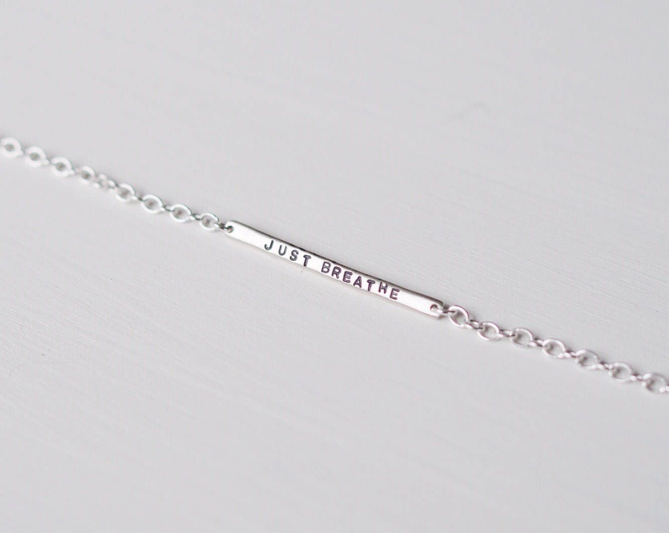 Just Breathe Tiny Bar Bracelet