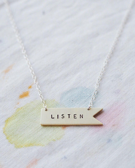 Listen Banner Necklace