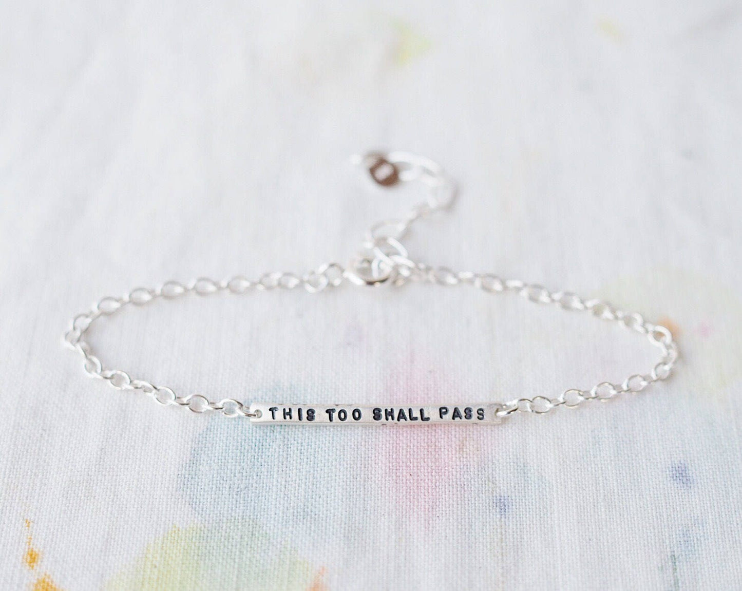 This Too Shall Pass Tiny Bar Bracelet