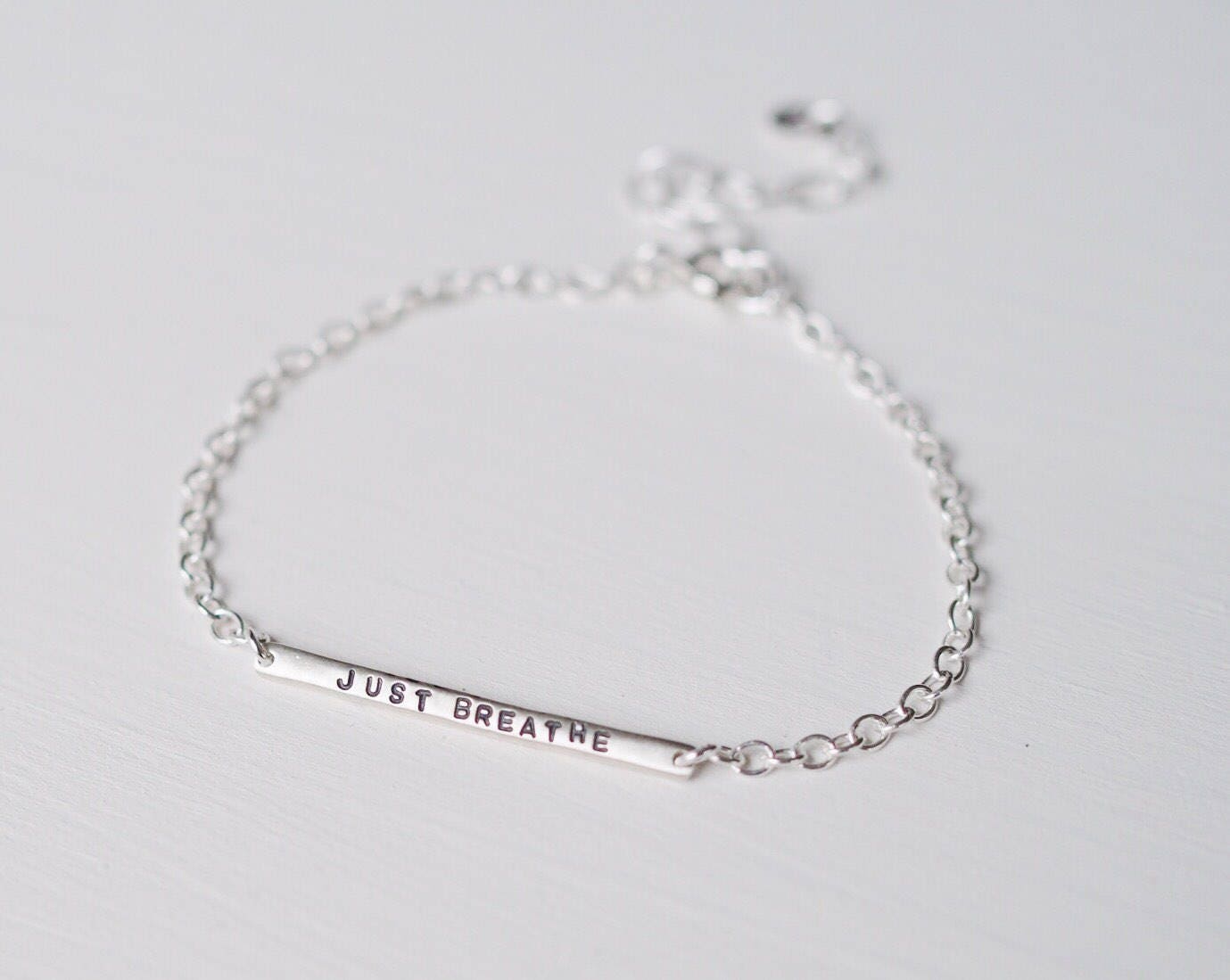 Just Breathe Tiny Bar Bracelet