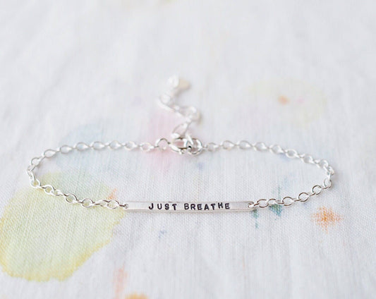 Just Breathe Tiny Bar Bracelet