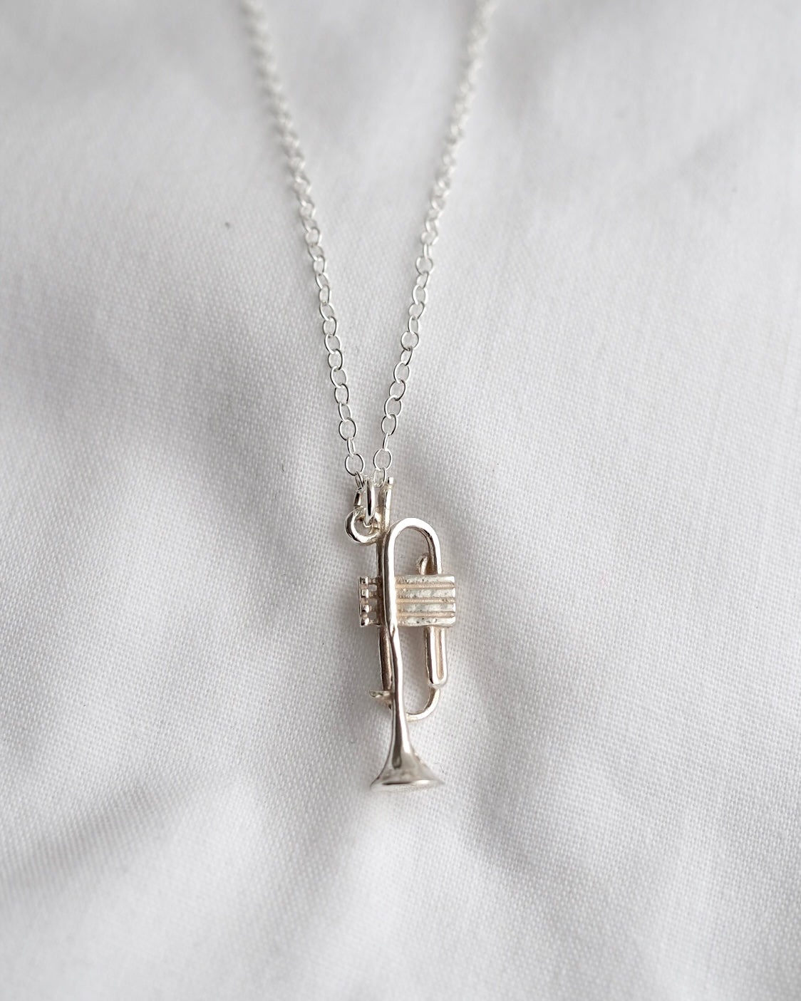 Vintage Silver Trumpet Charm Necklace