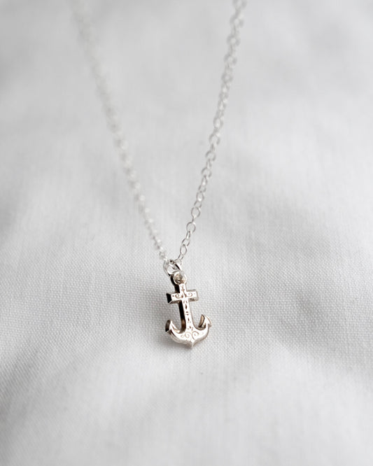 Vintage Silver Anchor Charm Necklace