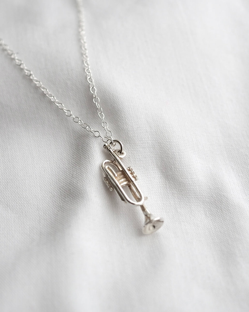 Vintage Silver Trumpet Charm Necklace