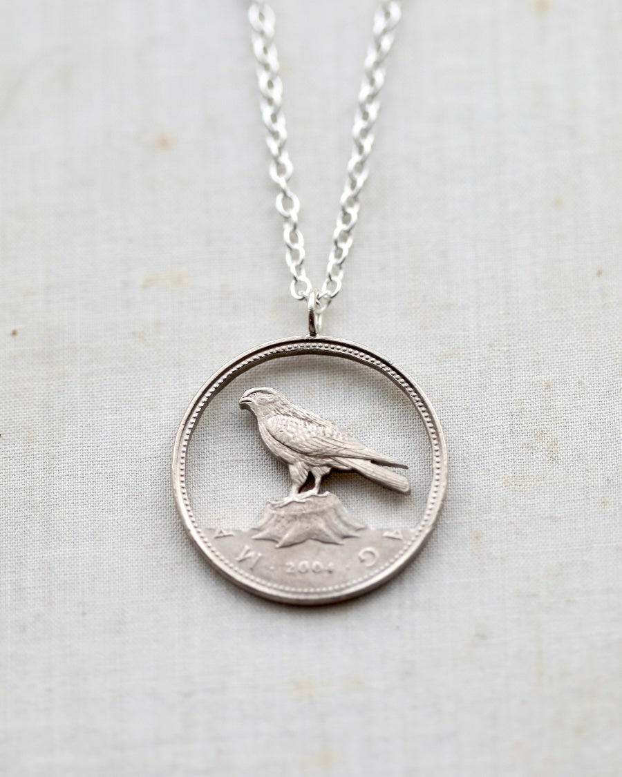 Hungarian Falcon Coin Necklace