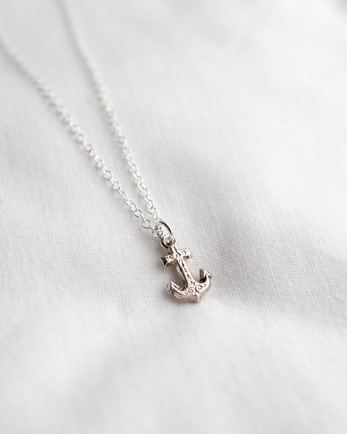 Vintage Silver Anchor Charm Necklace