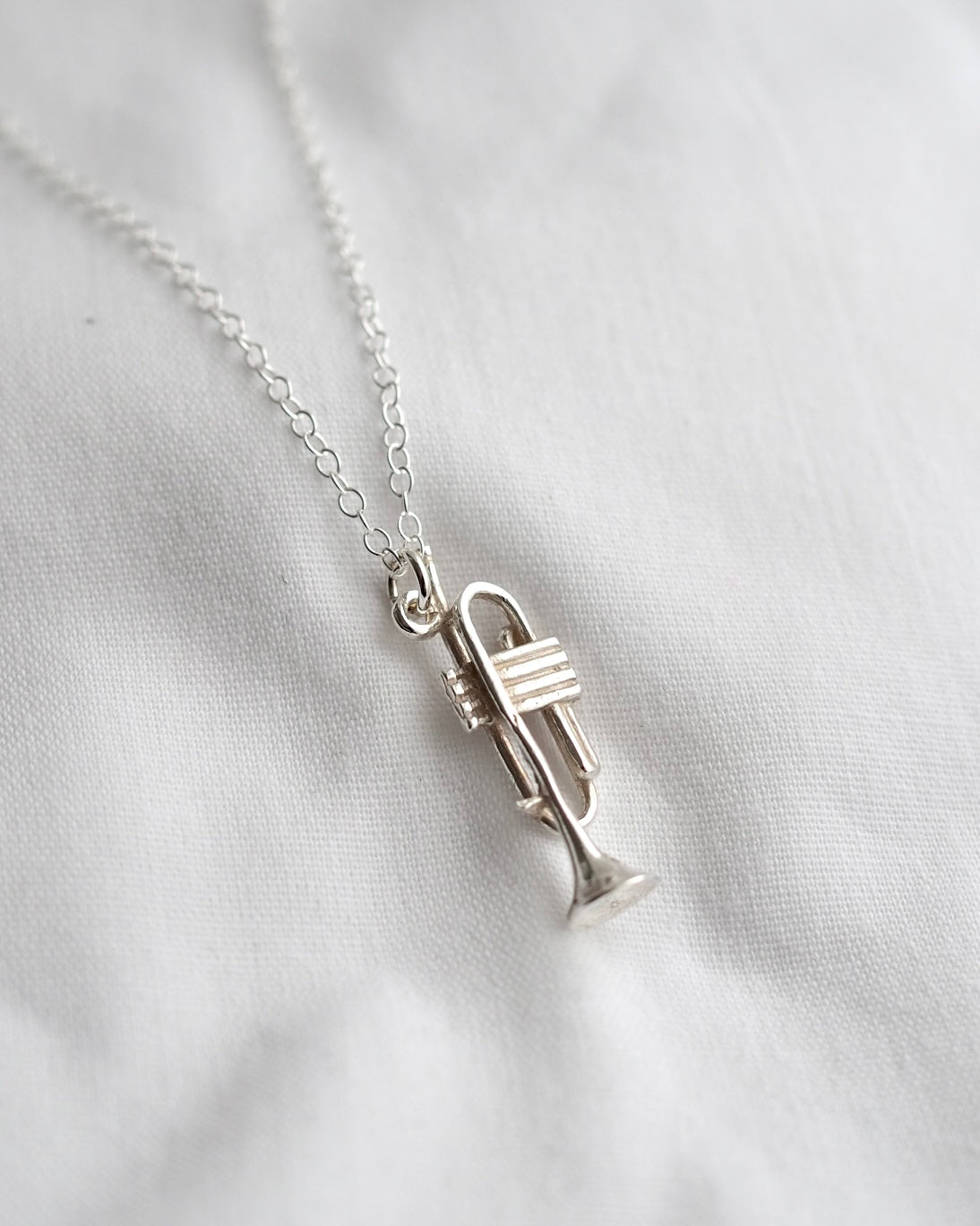 Vintage Silver Trumpet Charm Necklace