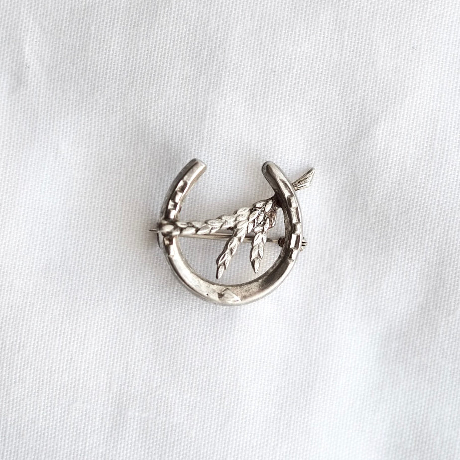 Vintage Lucky Horseshoe & Wheat Pin