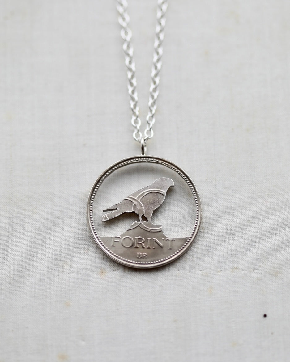 Hungarian Falcon Coin Necklace