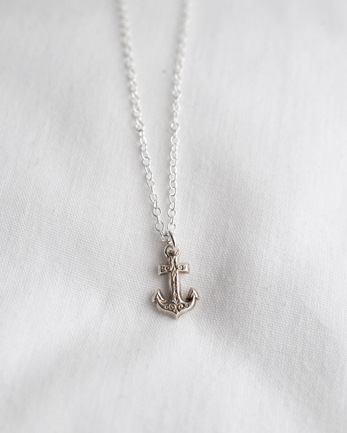 Vintage Silver Anchor Charm Necklace