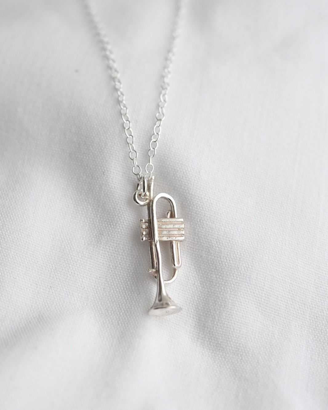 Vintage Silver Trumpet Charm Necklace