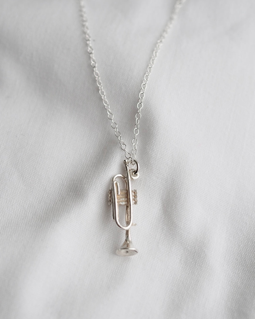 Vintage Silver Trumpet Charm Necklace