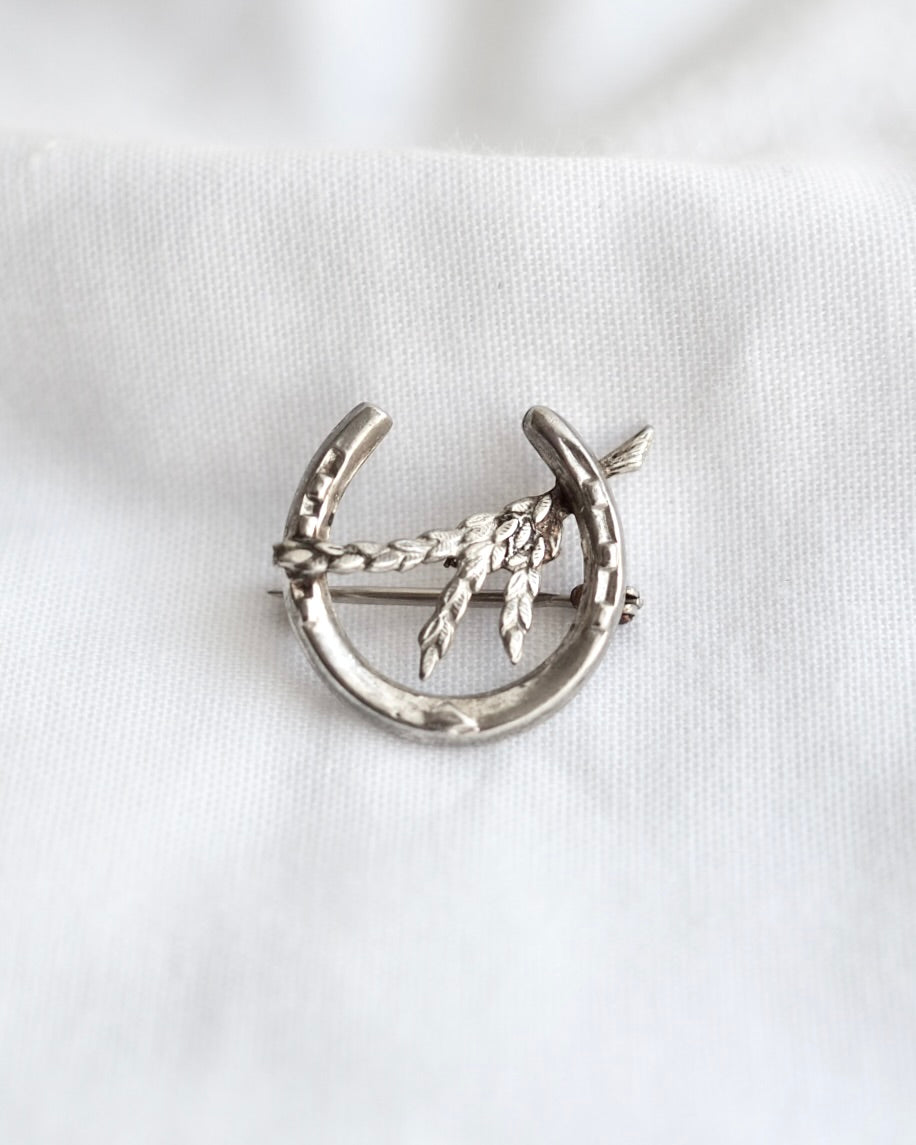 Vintage Lucky Horseshoe & Wheat Pin