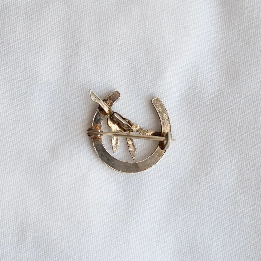 Vintage Lucky Horseshoe & Wheat Pin