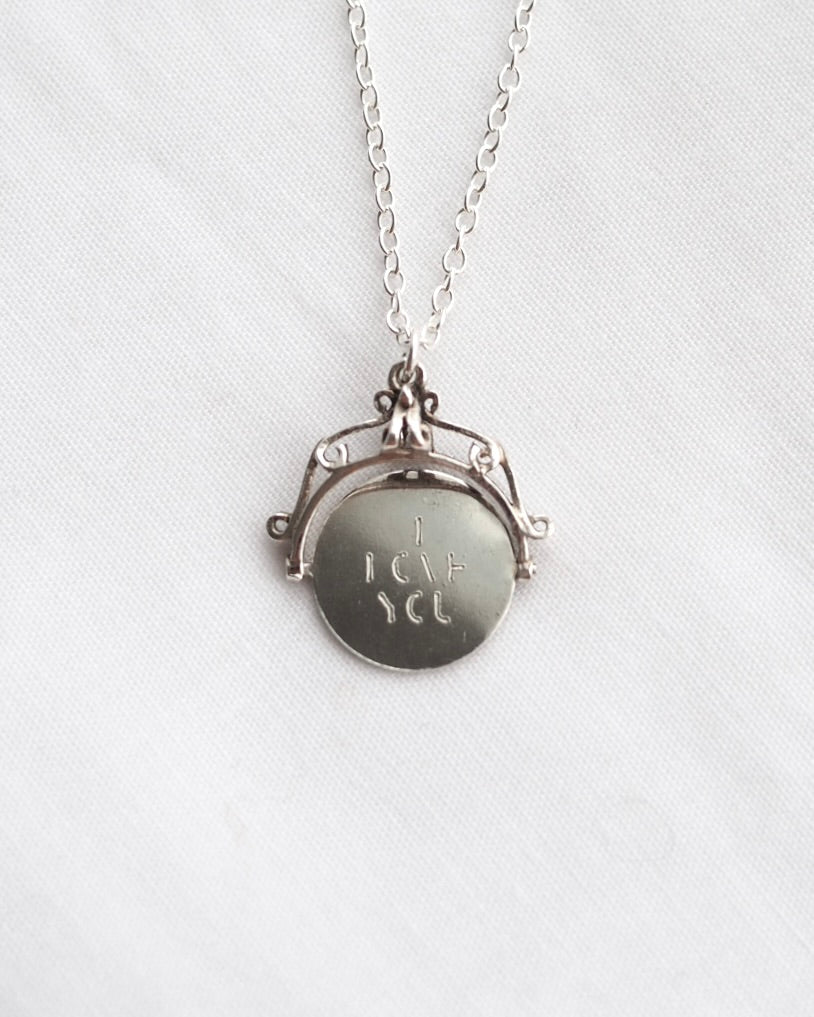 Vintage Silver I Love You Spinner Necklace