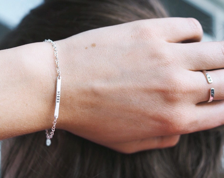 Personalised Silver Bar Bracelet