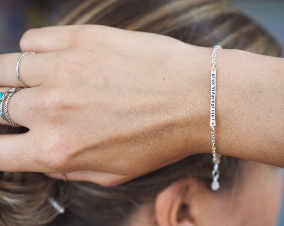 This Too Shall Pass Tiny Bar Bracelet