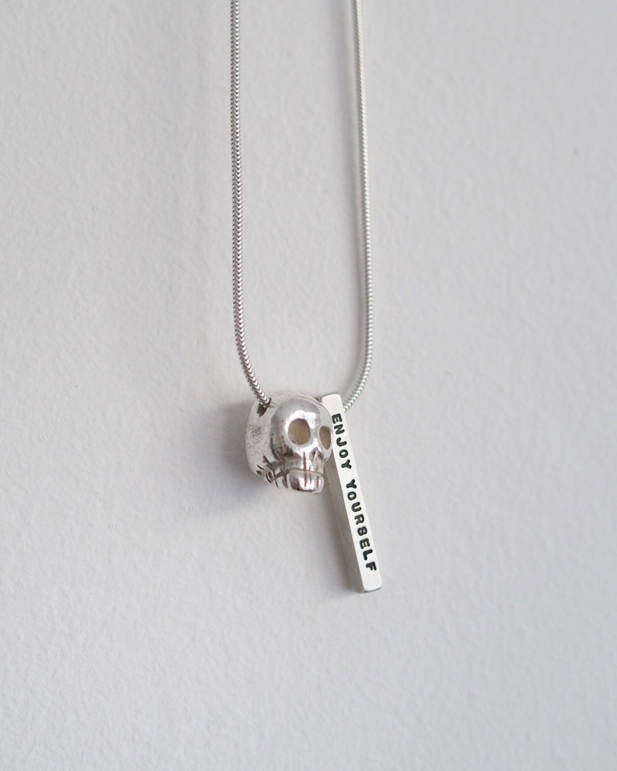 Personalised Silver Skull Necklace