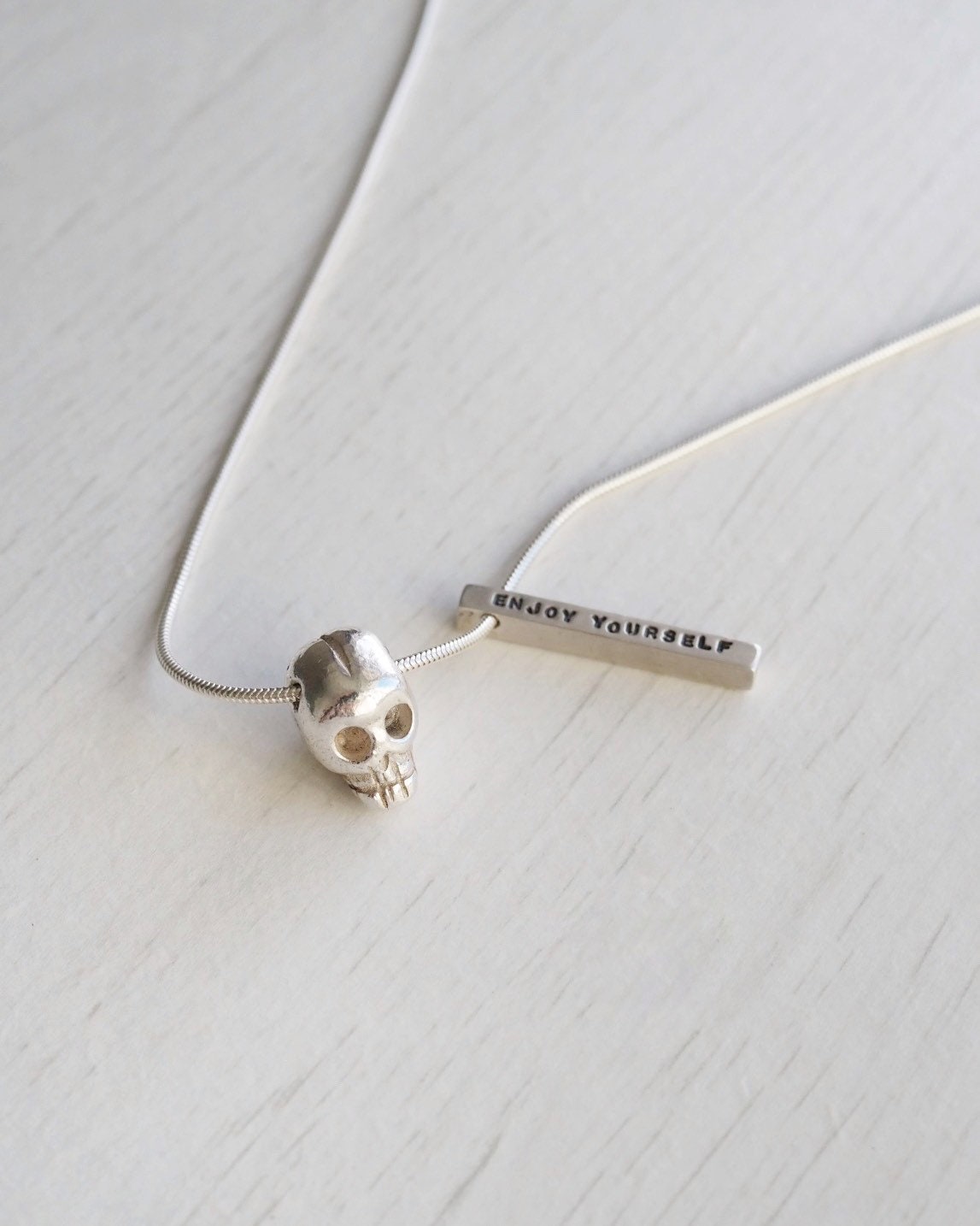 Personalised Silver Skull Necklace