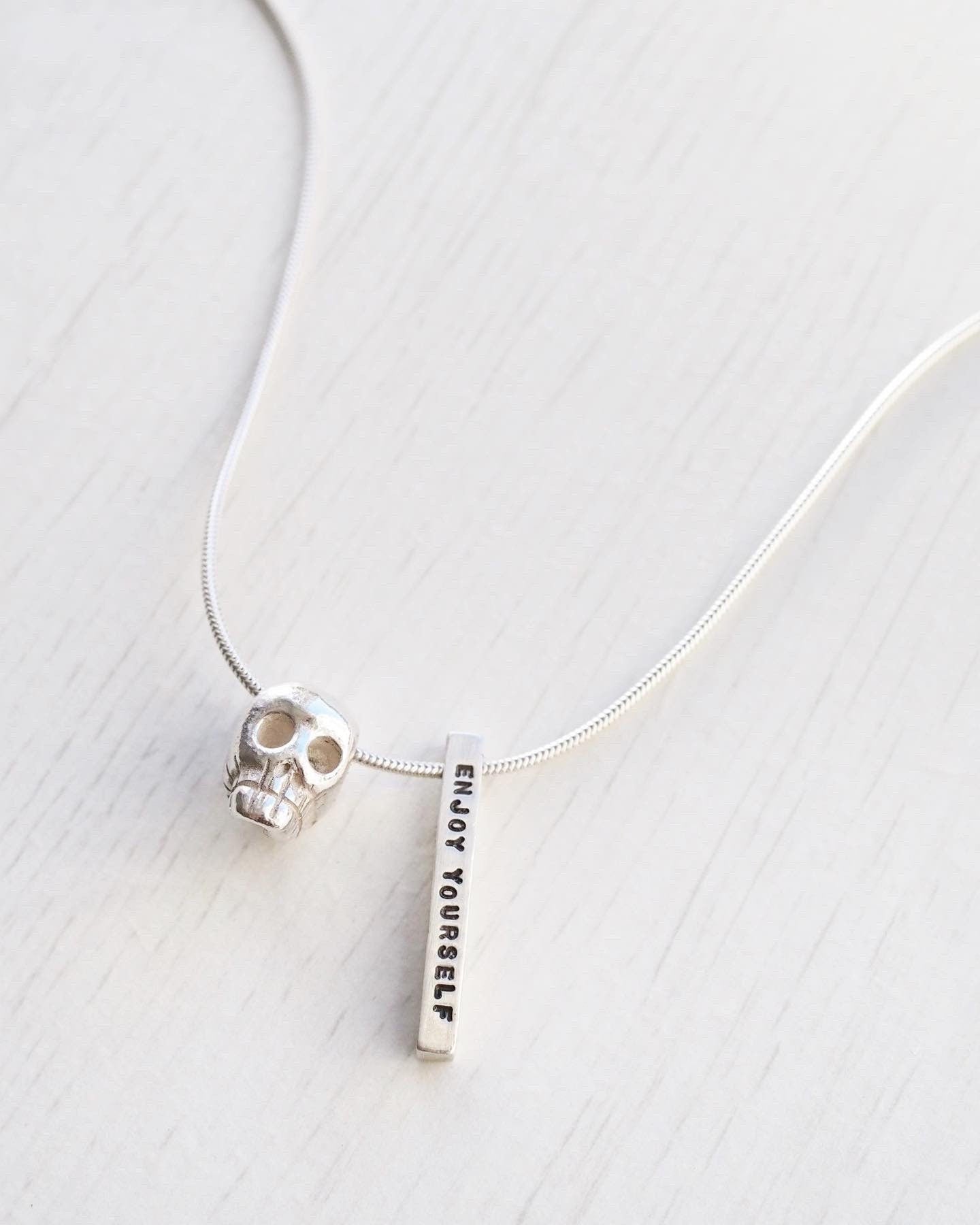 Personalised Silver Skull Necklace