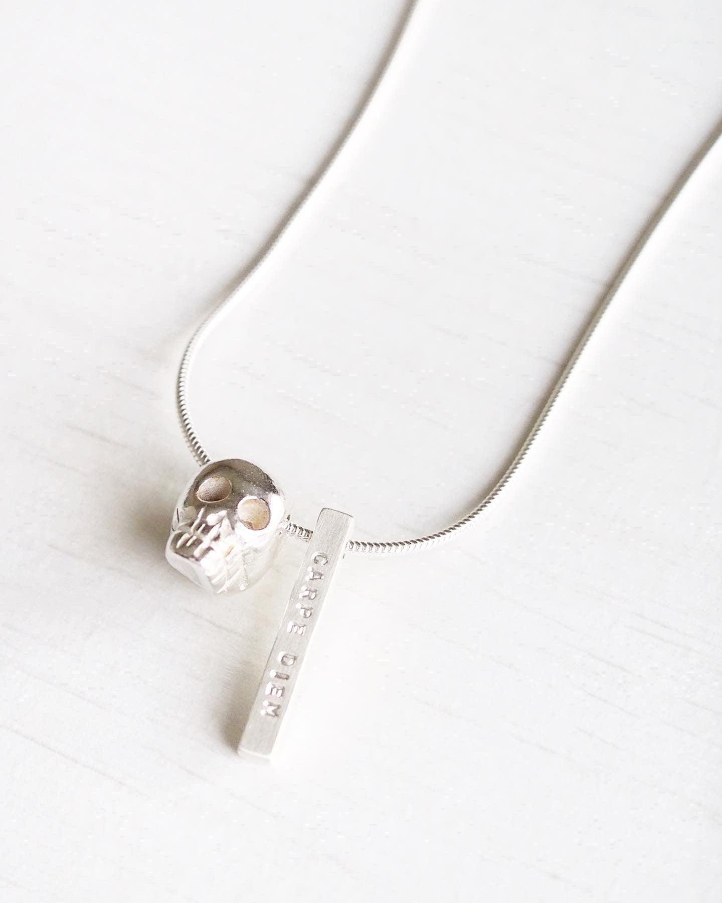 Personalised Silver Skull Necklace