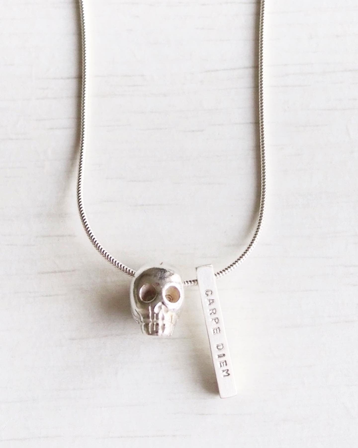 Personalised Silver Skull Necklace